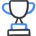 Icon of a blue and black trophy