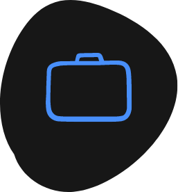 Icon of a blue briefcase on a black background