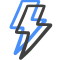 Icon of blue and black lightning bolts