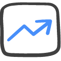 Icon of a blue and black graph