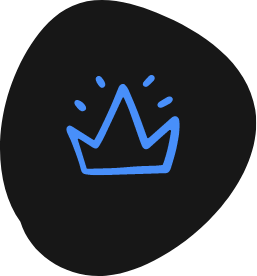 Icon of a blue crown on a black background