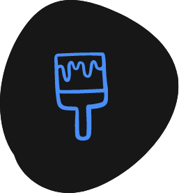 Icon of a blue paintbrush on a black background