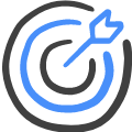 Icon of a blue and black target