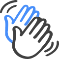 Icon of blue and black hands