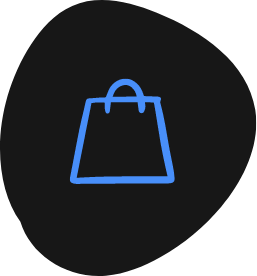 Icon of a blue handbag on a black background