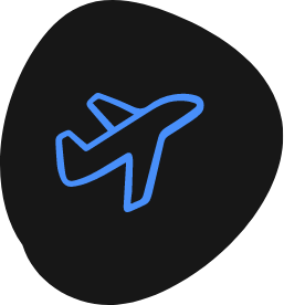 Icon of a blue aeroplane on a black background